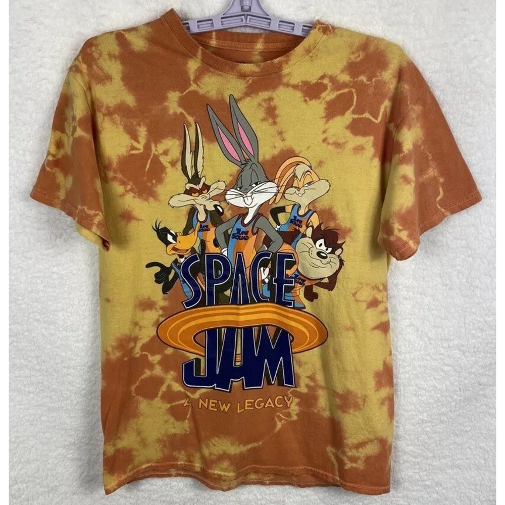 Space Jam "New‎ Legacy " Tie- Dye Orange / Yellow Graphic SZ Med Trippy Skater